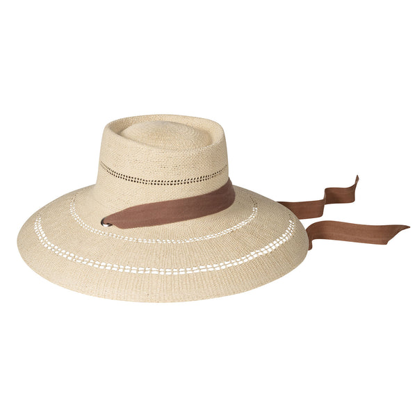 Paloma Sun Hat - Straw Boater Hat in Natural