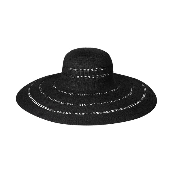 Riviera Ultrawide - Straw Boater Hat in Black