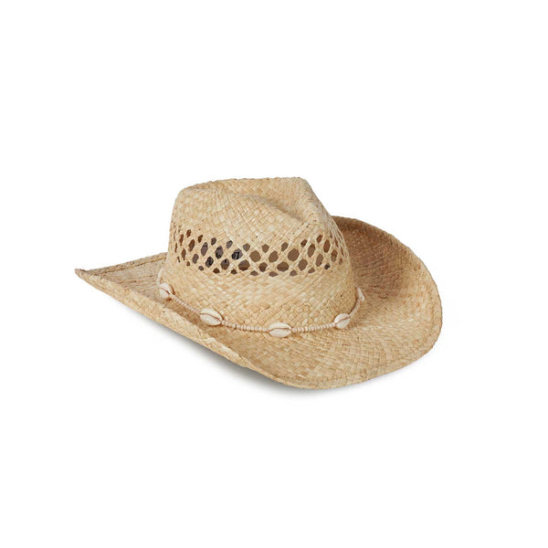 Seashells Cowboy Straw Cowboy Hat in Natural Lack of Color