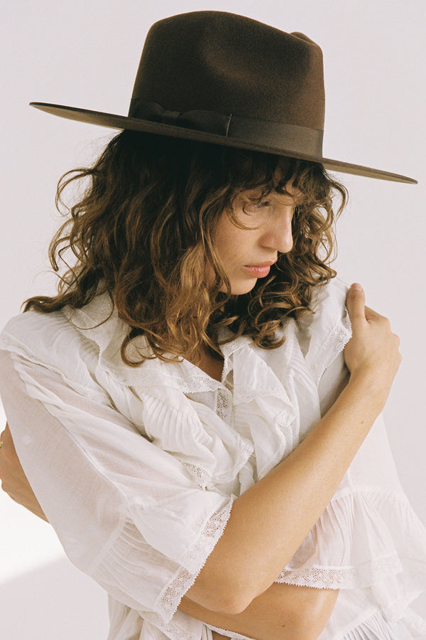 Espresso Rancher - Wool Felt Fedora Hat in Brown