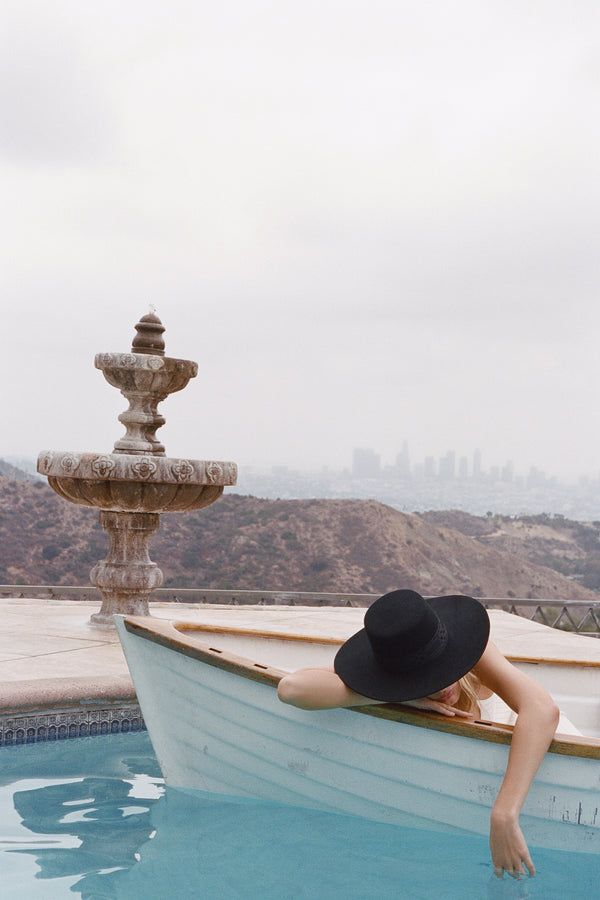 The Sierra - Wool Felt Boater Hat in Black