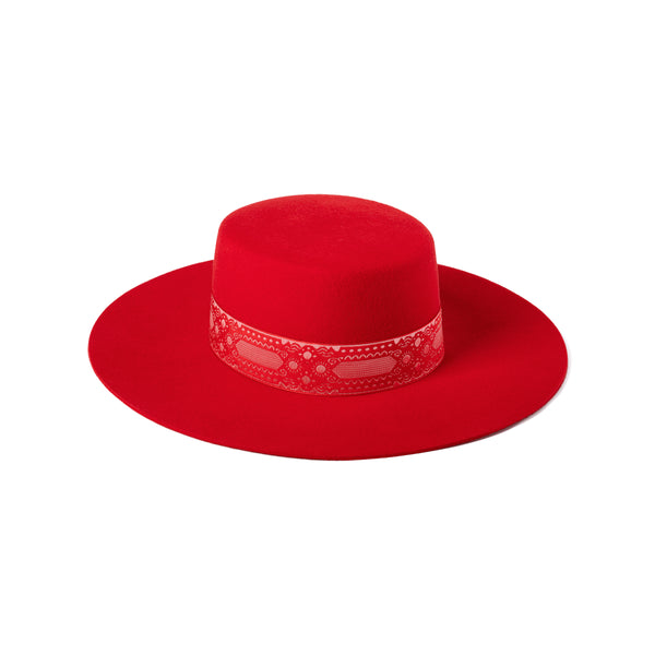 Red store boater hat